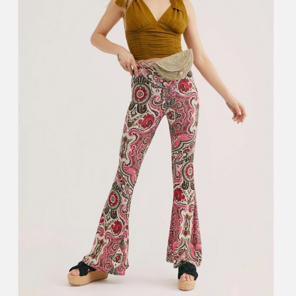 Free People Harper Paisley Printed Pull On Pants